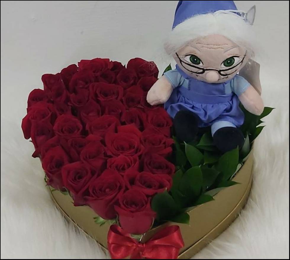 Caja de rosas feliz día mamá.